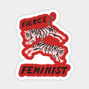 fierce feminist black text Magnet