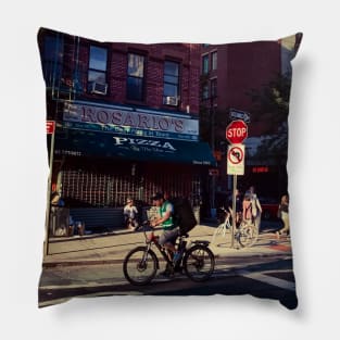 Lower East Side Biker Manhattan NYC Pillow