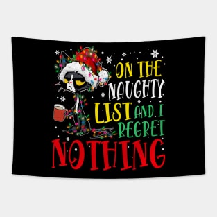 on the Naughty List and i regret nothing Black cat Tapestry