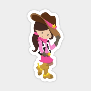 Cowgirl, Sheriff, Western, Country, Brown Hair Magnet
