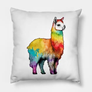 Alpaca Llama Rainbow Pillow