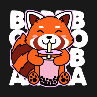 Kawaii Boba Cute Anime Red Panda Kawaii Bubble Tea Drink T-Shirt