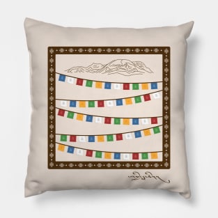 Prayer Flags and Mountains Pillow