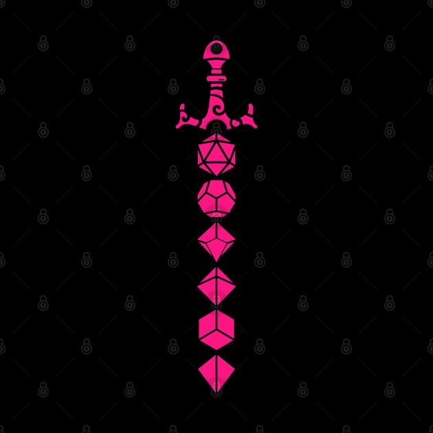 Pink Polyhedral Dice Set Sword Tabletop RPG by pixeptional