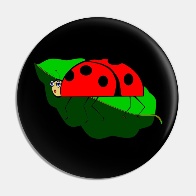 Lady Bug on a Leaf Pin by YudyisJudy