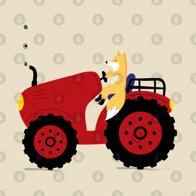 Tractor and fox by grafart