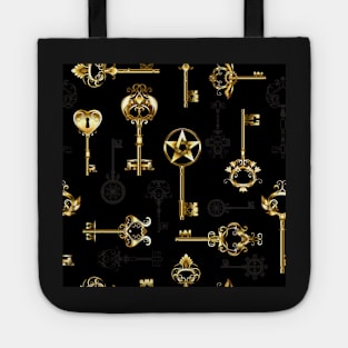 Seamless Pattern with Golden Keys Tote