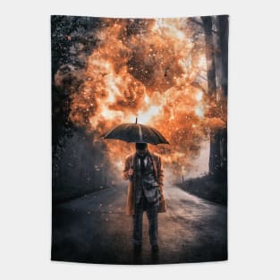 Man on dark road Tapestry