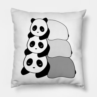 Sleepy Panda Stack (Grey, White Background) Pillow