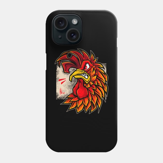 Red Rooster Funny Angry Chicken Gift Phone Case by teeleoshirts