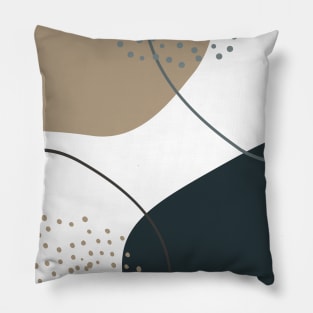 Abstract Organic Shapes Dark Blue, Grey and Earthy Tones Pillow