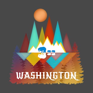 Washington Nature Life Outdoors Mountains Bear Lover Abstract Triangles T-Shirt