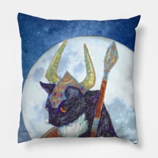 Cat Viking of the Moon Pillow