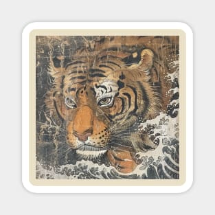 TIGER VINTAGE WOODBLOCK PRINT Magnet