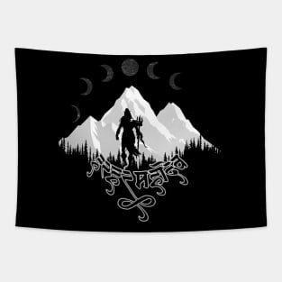 Har Har Mahadeva-Lord Shiva Standing in Front of Kailash Mountain Tapestry