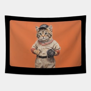 baseball player cat Tapestry