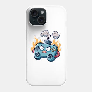 angry game controller with flame Phone Case