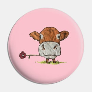 Cute Cow with Flower Pin