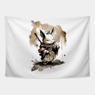 Kawaii Moogle inspired adventure Sumi-e Art Tapestry