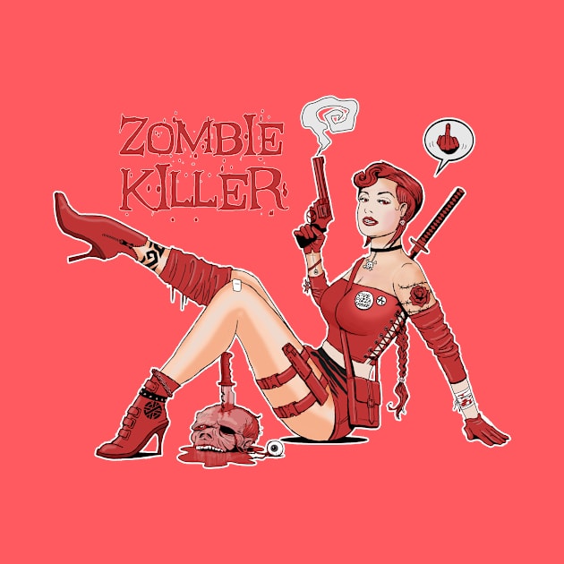 ZOMBIE KILLER PIN UP GIRL- Super Hot Comic Character by IceTees