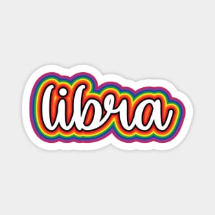 Libra Astrology Script Typography Gay Pride Rainbow Magnet