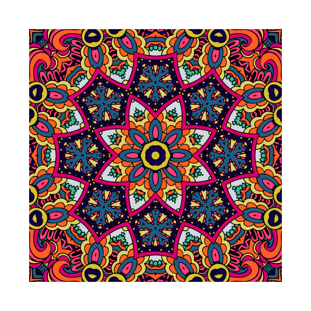 Colorful Oriental Rug Mandala Boho Pattern by jodotodesign