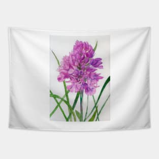 Pink wild orchid watercolour painting Tapestry