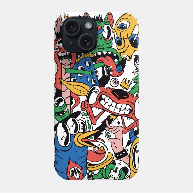 Colorful Collage of Monster Doodles Phone Case by SLAG_Creative