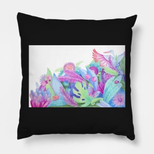 Beautiful painted fabulous flowers and leaves Pillow
