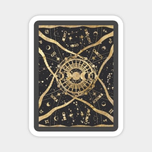 Gold and Black Zodiac Universe Graphic Magnet