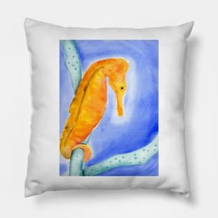 Seahorse Watercolor Painting Pillow