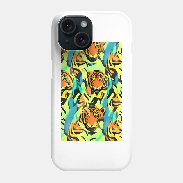 Tiger Screen Wildlife Portrait Pattern Phone Case by ShopSunday