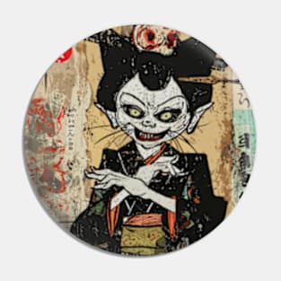 A Japanese Ghost Youkai Horror Art Pin