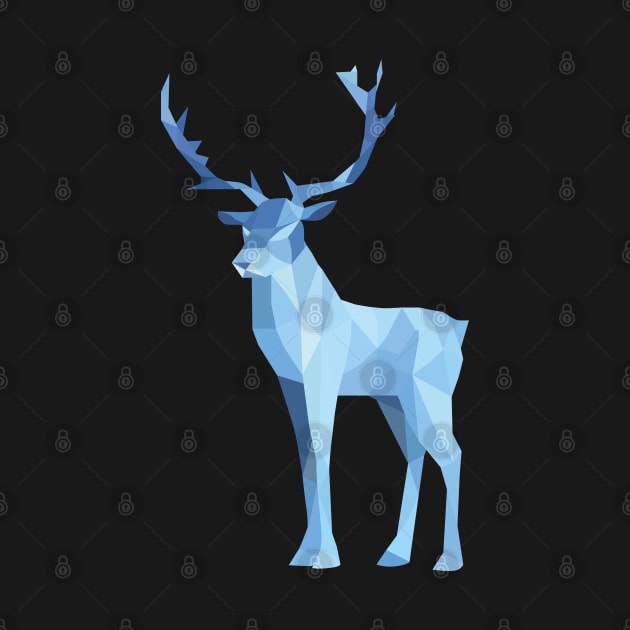 Geometric Stag in Ice Blue by shaldesign