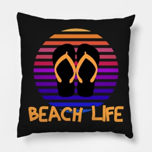 Sunset Retro Beach Life Design Pillow