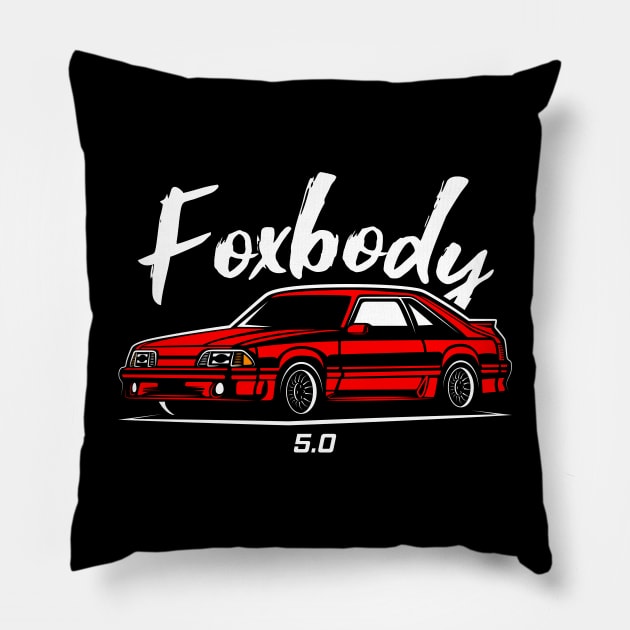 Red Racing Fox Body Stang Pillow by GoldenTuners