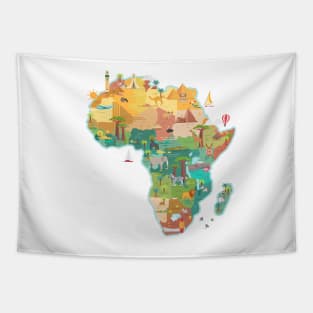 Cartoon Map of Africa Tapestry