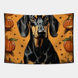 Black and Tan Coonhound Dog Halloween Tapestry