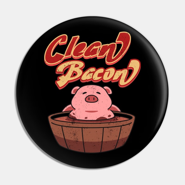 Retro Funny Pig Barbeque Smoker I Love Pigs Clean Bacon Joke Pin by alcoshirts