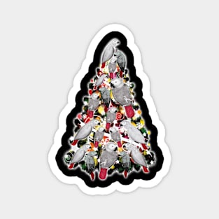 Christmas Tree of African Grey Parrots Magnet