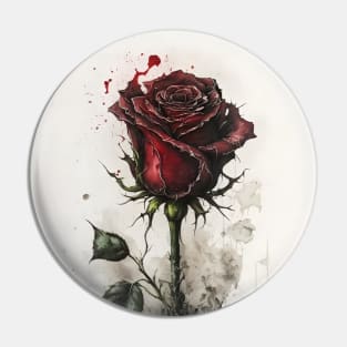 A dark red gothic rose goth watercolor style Pin