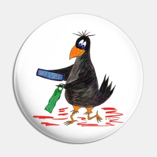 Crow train spotter Pin