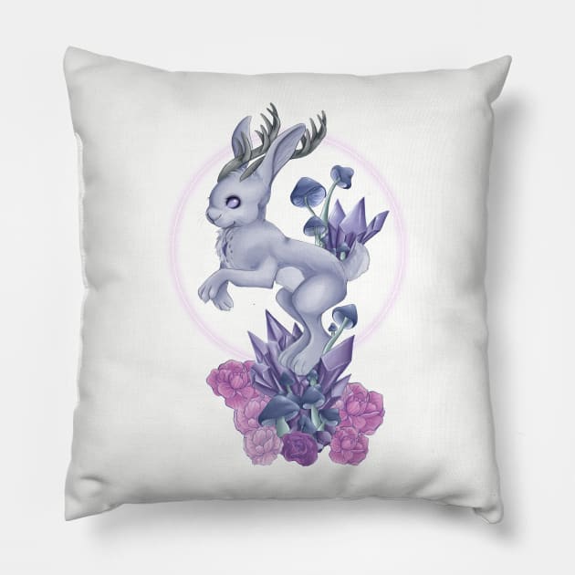 Winter Jackalope Pillow by Sam Sawyer