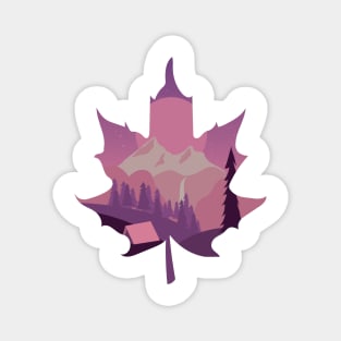 Maple Leaf Camping Mountains Sunset I Landscape Magnet