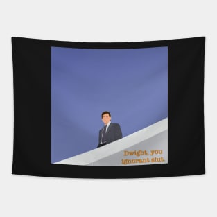 Michael Scott Dwight You Ignorant Slt Quote Meme Fan Art Tapestry