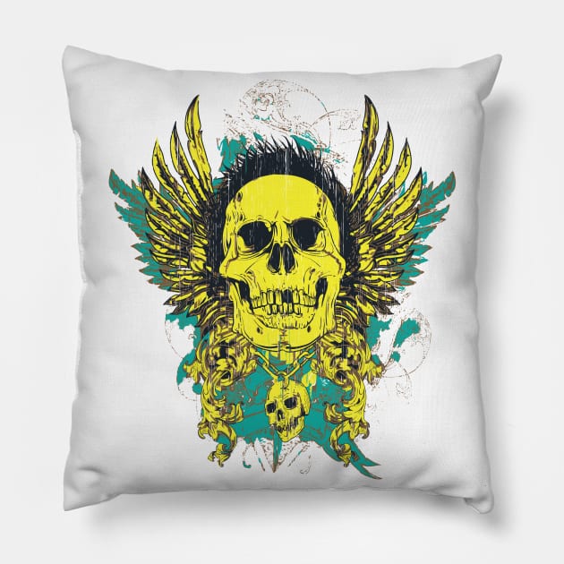 Zombie Skull with Wings Pillow by XOZ