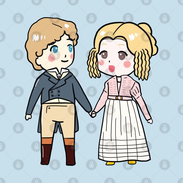 Kawaii Chibi Emma and Mr Knightley Drawing by MariOyama