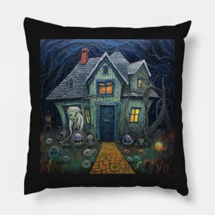 Creepy Cute Haunted House with Ghost Pillow