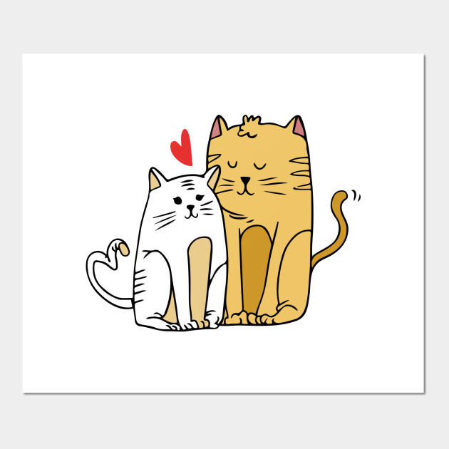 Warm Cartoon Cat Lover Art Cat Love Posters And Art Prints