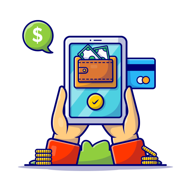 Online Banking Cartoon Vector Icon Illustration by Catalyst Labs